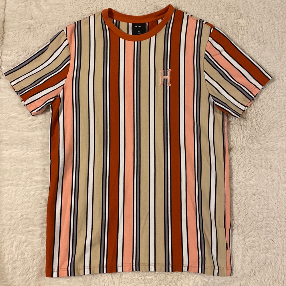 Mens Striped HUF Short Sleeve T-Shirt
